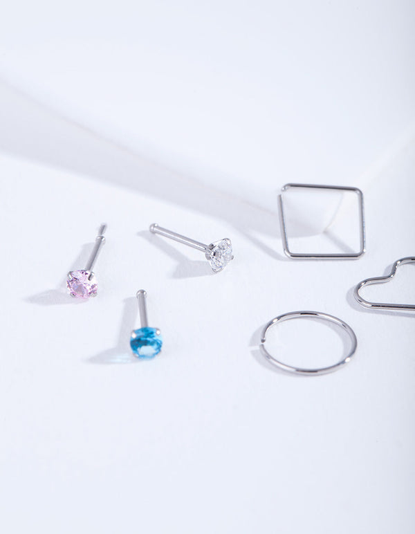Cubic Zirconia Multi Nose 6 Pack