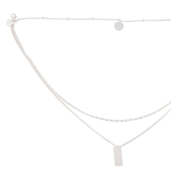 Silver Mixed Chain & Shape Layered Choker Necklace