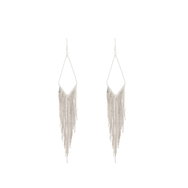 Silver Kite Fringe Chain Earrings