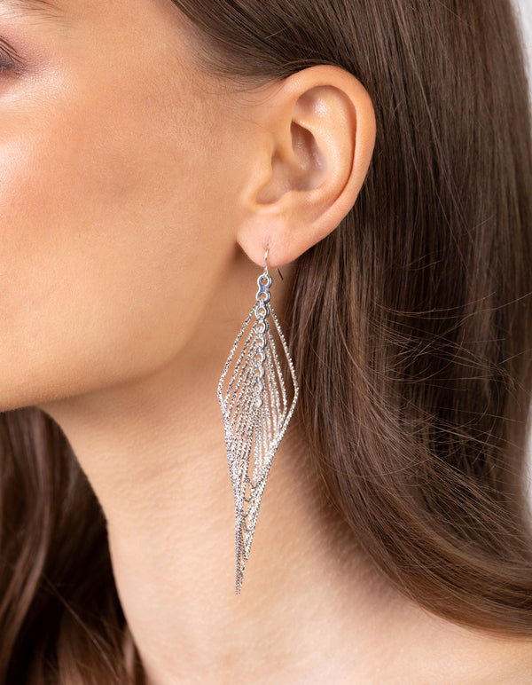 Silver Diamond Cut Drop Earrings