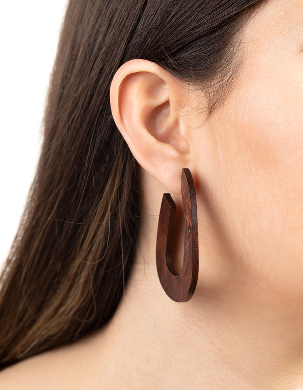 Wood Irregular Hoop Earrings