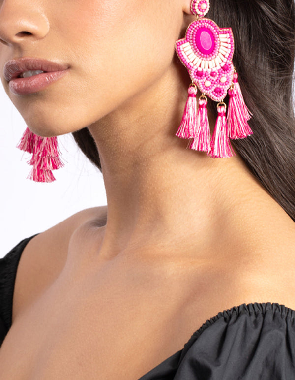 Bead Flat Circle Dip Earrings