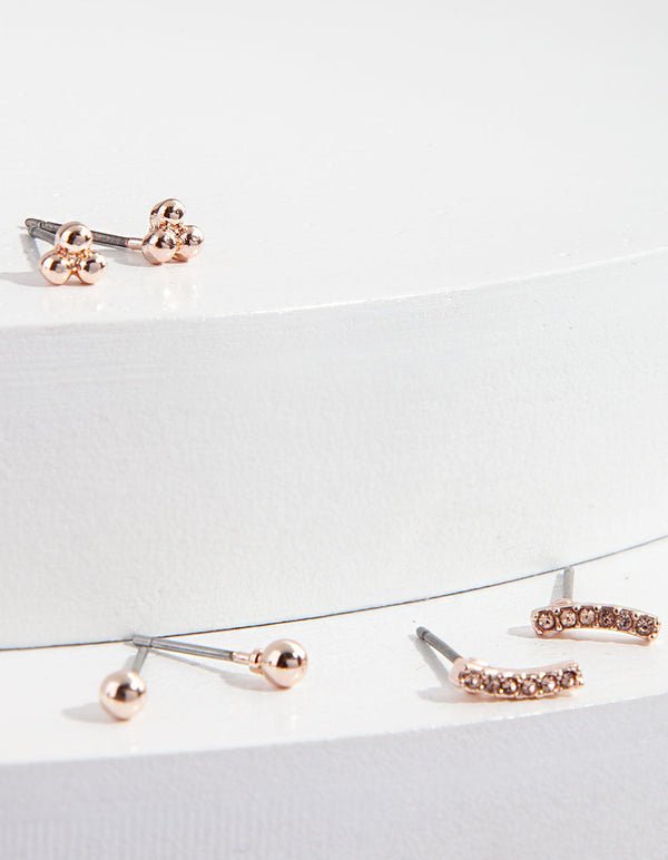 Rose Gold Mini Multi Stud Earring Pack