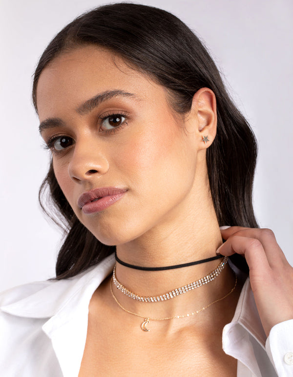 Gold Celestial Earrings Choker Jewellery Set