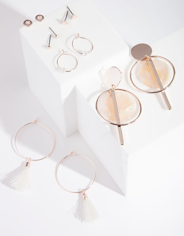 Rose Gold Statement Acrylic Earring 6 Pack
