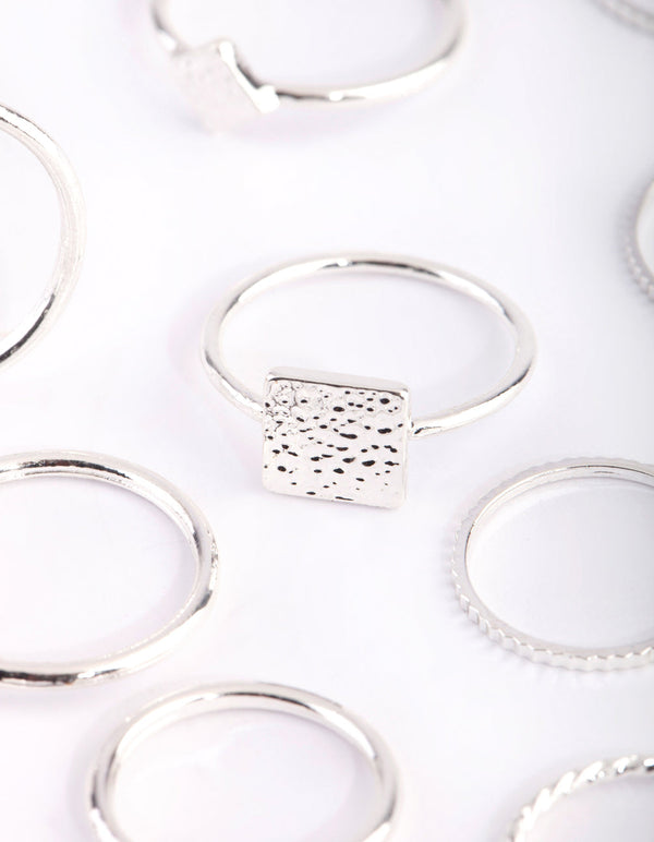 Silver Square Metal Ring Pack