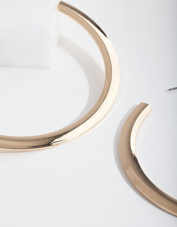 Gold Large Flat Hoop Earrings