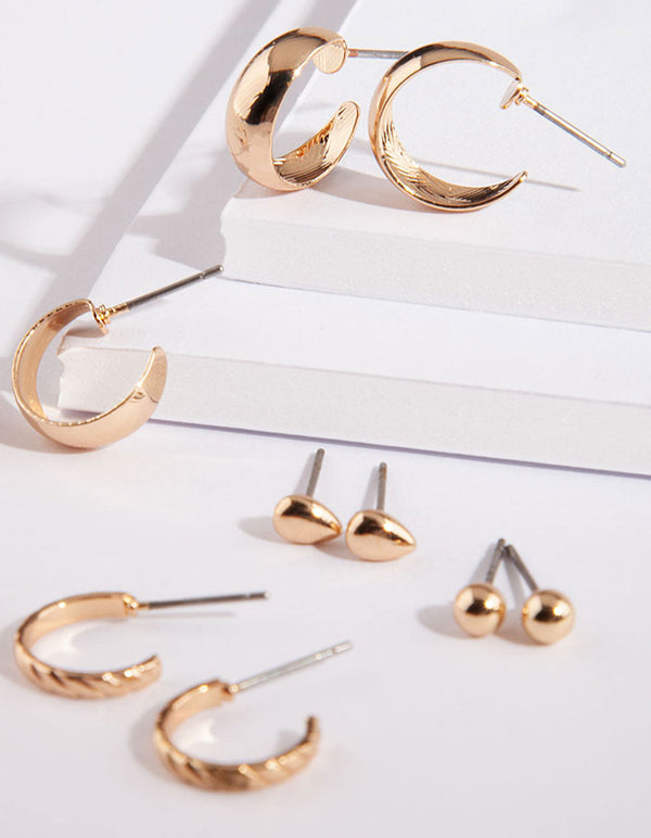 Gold Stud Sleeper Earring 6 Pack