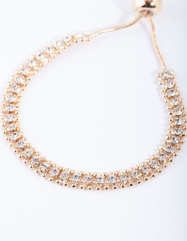 Gold Diamante Toggle Bracelet