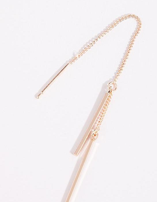 Rose Gold Chain Bar Drop Earrings