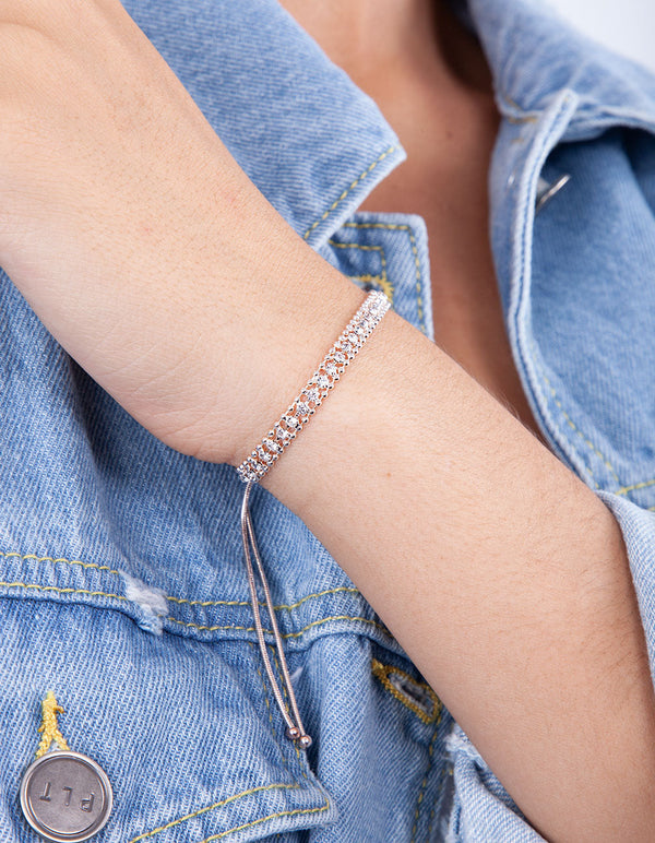 Rose Gold Ball Toggle Diamante Bracelet