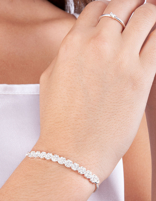 Silver Crystal Toggle Bracelet