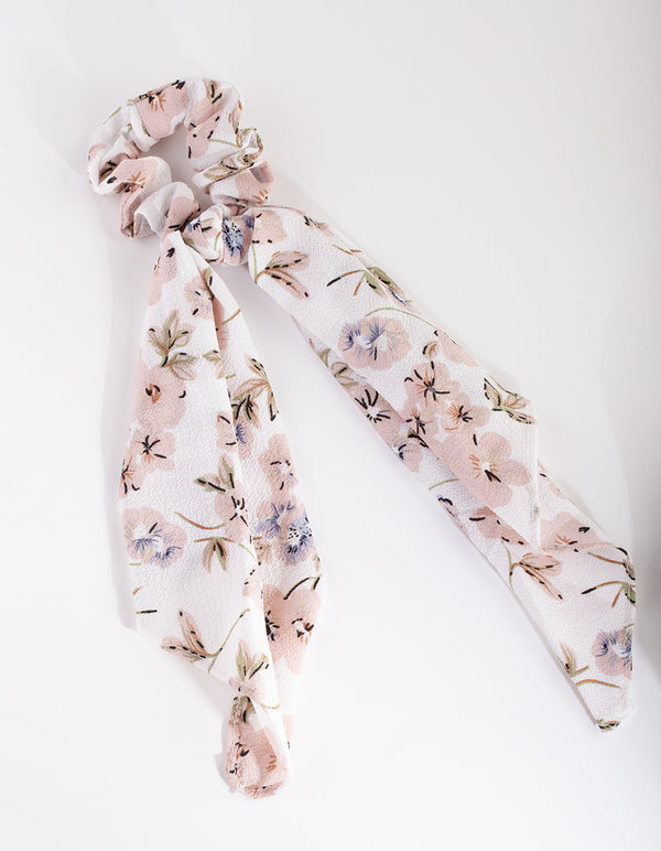 Kwiatowy długi szalik scrunchie