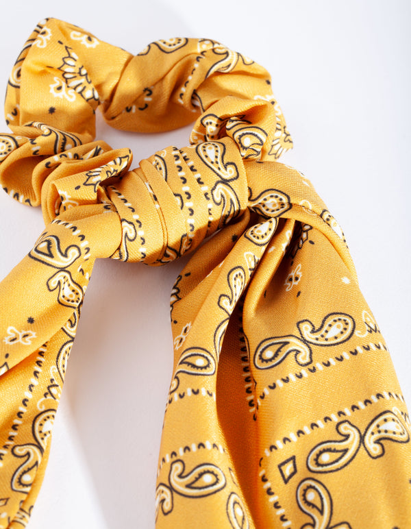 Yellow Paisley Scarf Scrunchie