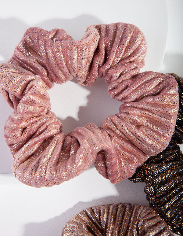 Pink Metallic Scrunchie 3 Pack