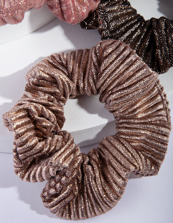 Pink Metallic Scrunchie 3 Pack