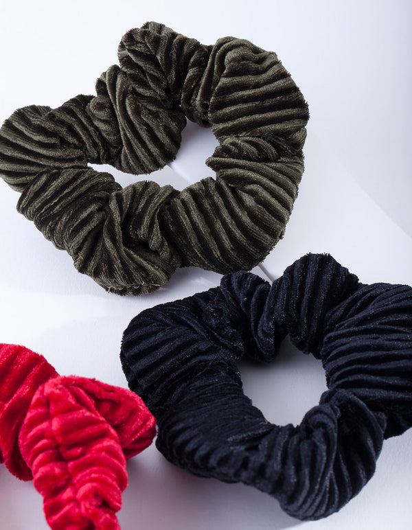 Velvet Cord Scrunchie 3-Pack