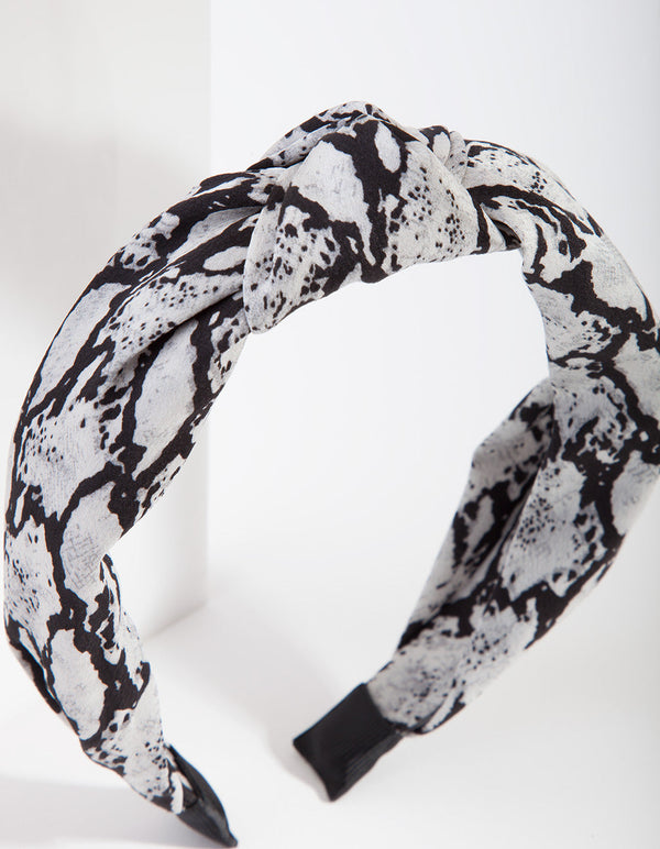 Black and White Snakeskin Turban Headband
