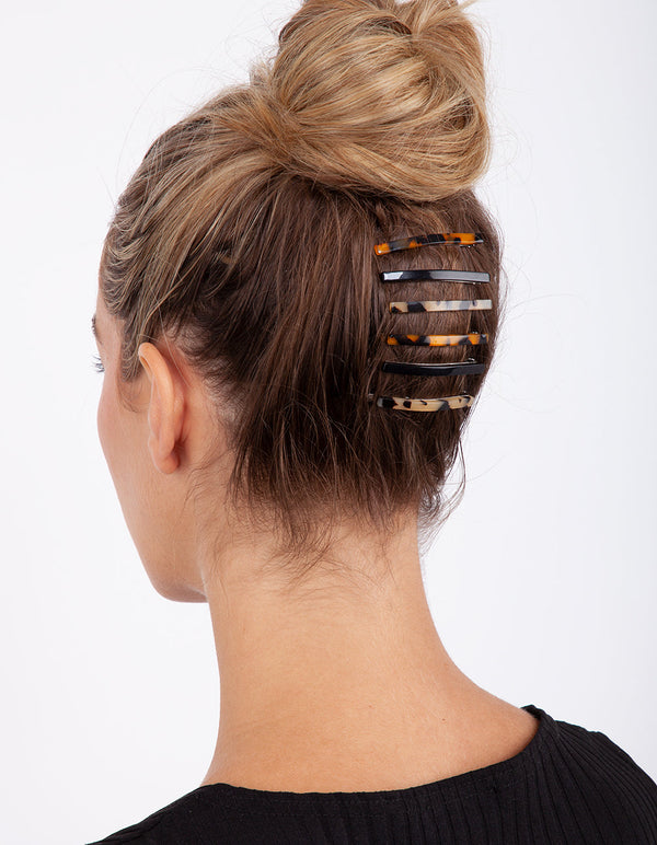 Tortoiseshell Black Clip 6 Pack