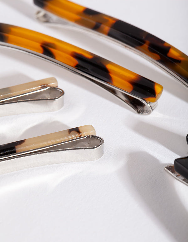 Tortoiseshell Black Clip 6 Pack