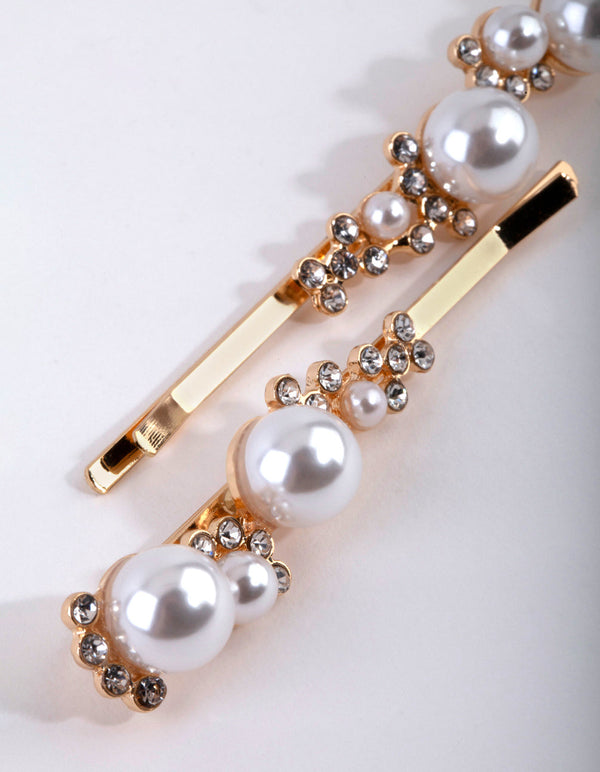 Goudkleurige parel diamante golf schuifpakket