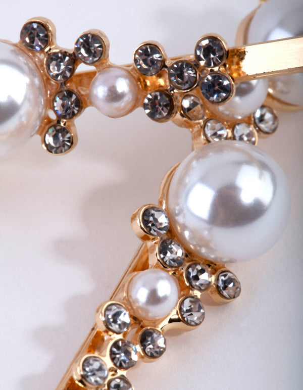 Goudkleurige parel diamante golf schuifpakket