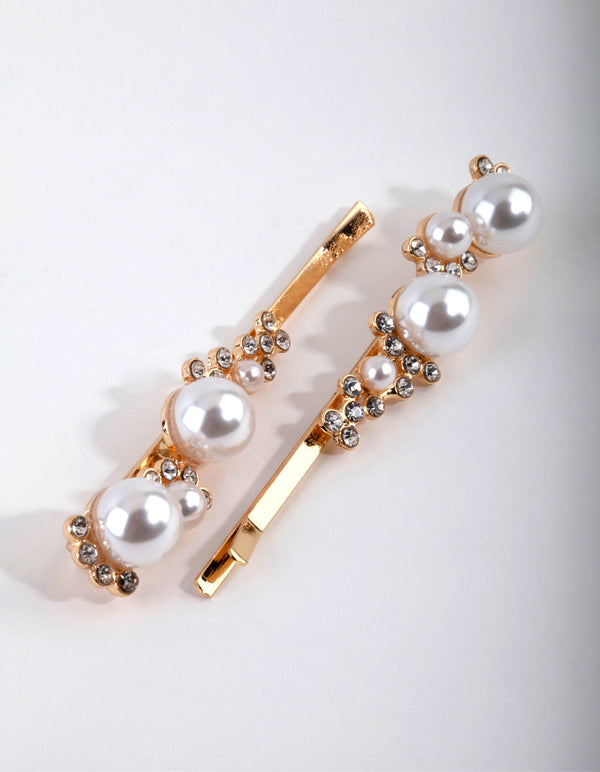 Goudkleurige parel diamante golf schuifpakket