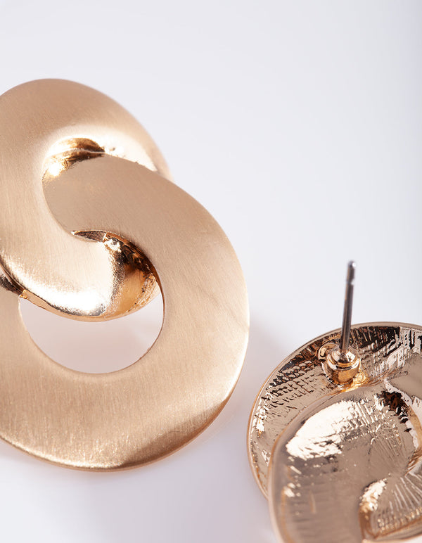Gold Brushed Linked Drop Earrings