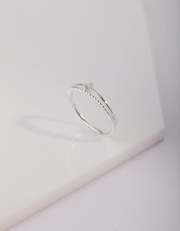Sterling Silver Cubic Zirconia Layer Ring