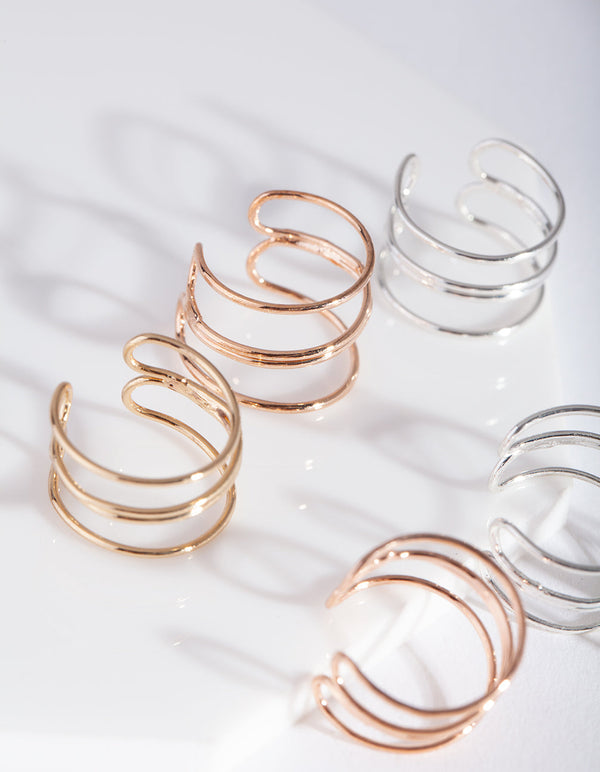 Fine Modern Cuff Toe Ring 3 Pack