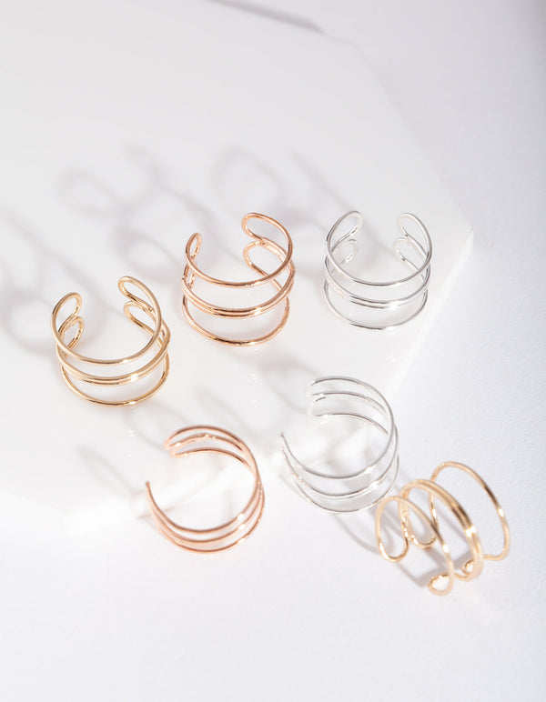 Fine Modern Cuff Toe Ring 3 Pack