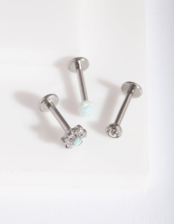 Rhodium Synthetic Opal Flatback 3 Pack