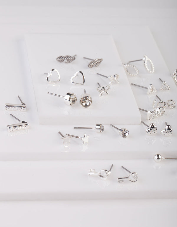 Silver Hearts and Stars Earring 20 Pack