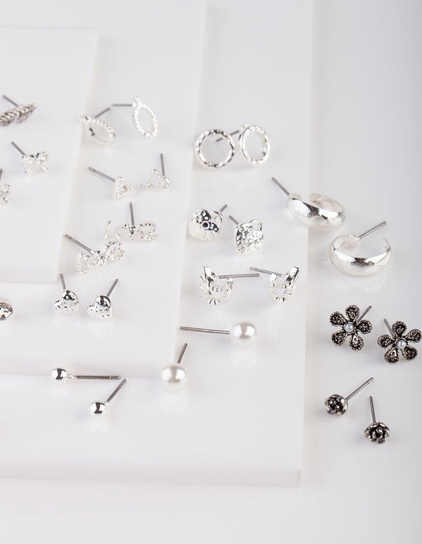 Silver Hearts and Stars Earring 20 Pack