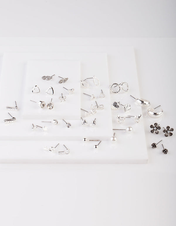 Silver Hearts and Stars Earring 20 Pack