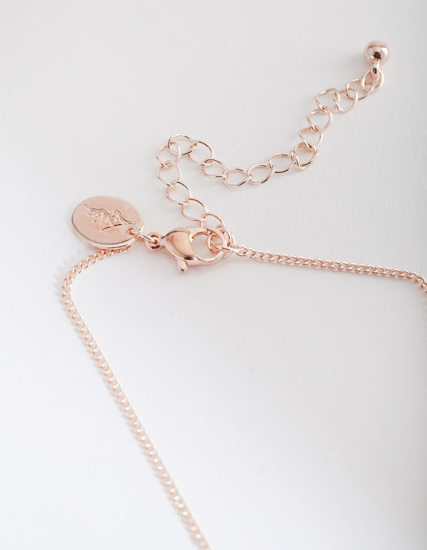 Rose Gold Polished Moon Star Necklace Set