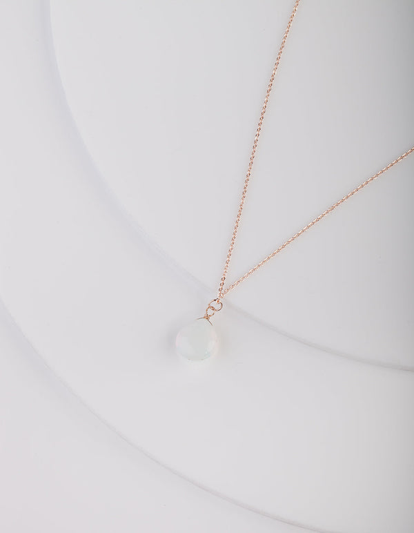 Moonstone Teardrop Rose Gold Necklace