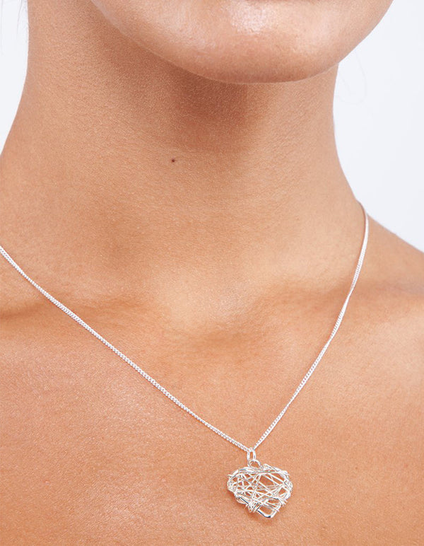 Mixed Metal Wire Heart Necklace Gift Box