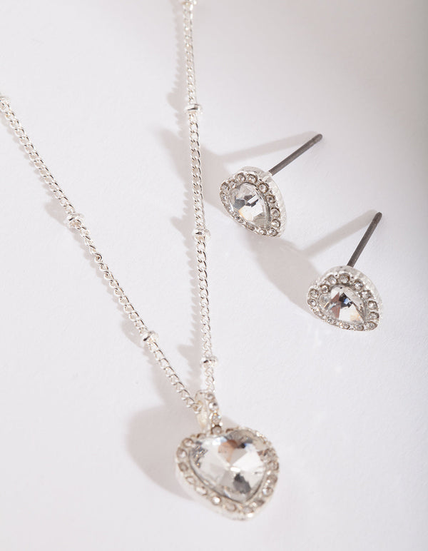 Yellow Heart Earrings Necklace Gift Box