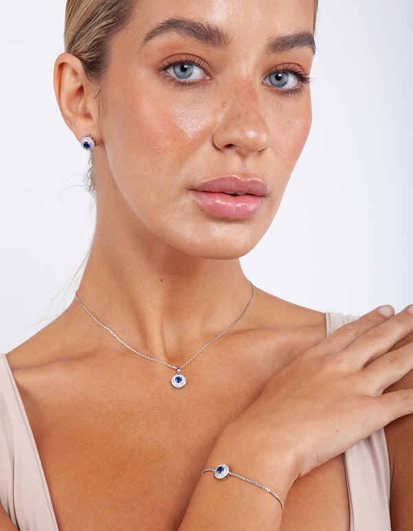 Blue Diamond Simulant Round Jewellery Set