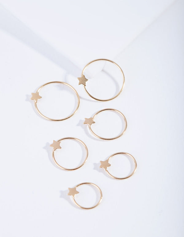 Gold Plated Sterling Silver Star Hoop Earring 3 Pack