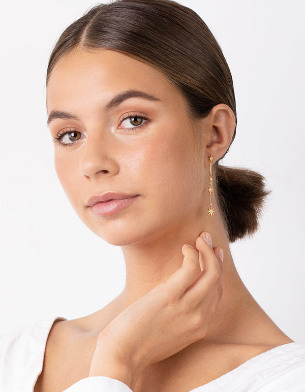 Gold Plated Sterling Silver Constellation Star Drop Earrings