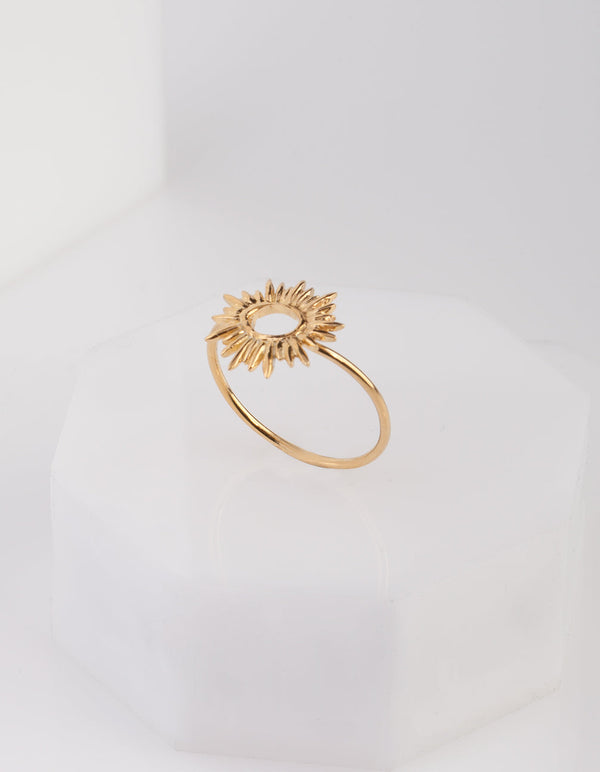 Gold Plated Sterling Silver Sun Burst Ring
