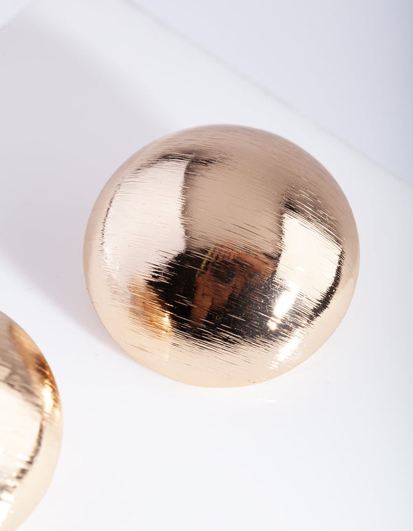 Gold Brushed Dome Stud Earrings