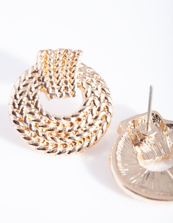 Gold Rope Stud Earrings