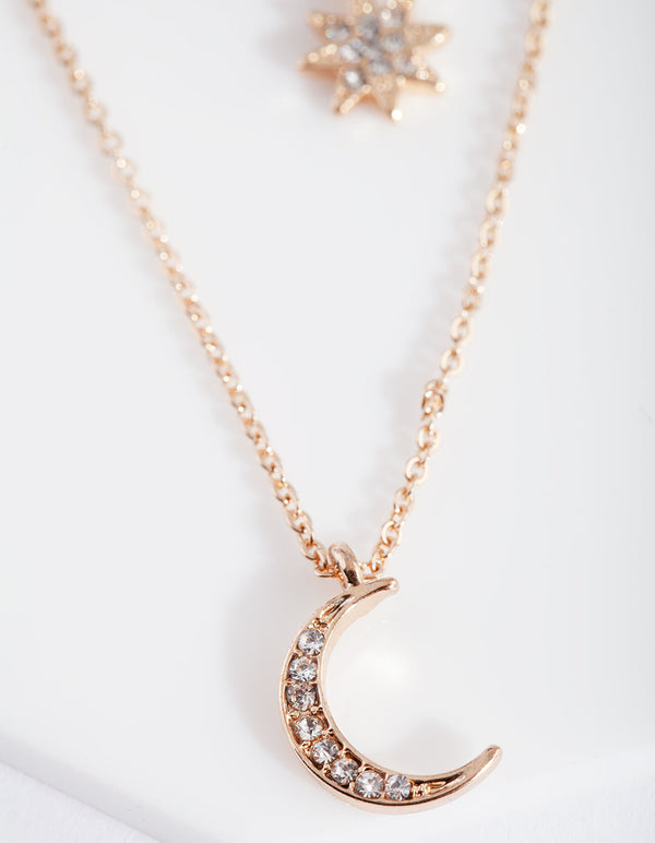 Gold Diamante Celestial Layer Necklace
