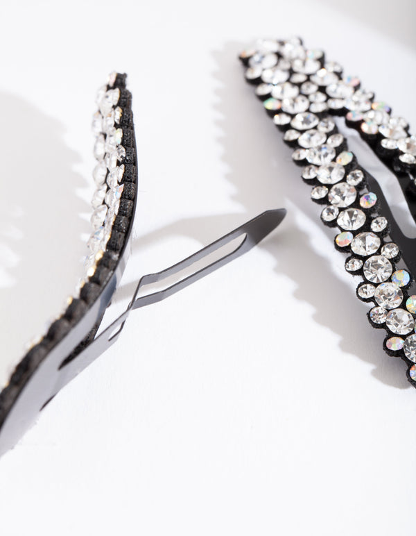 Large Diamante Snap Clip 2 Pack