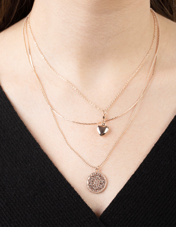 Rose Gold Heart Layered Necklace