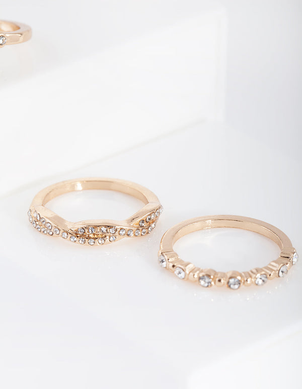 Gold Classic Engagement Ring 3 Pack