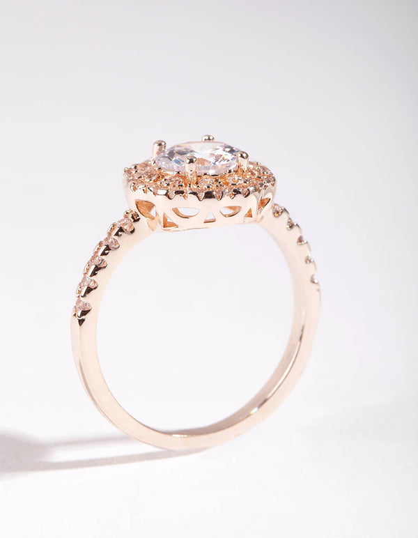 Rose Gold Cubic Zirconia Round Ring